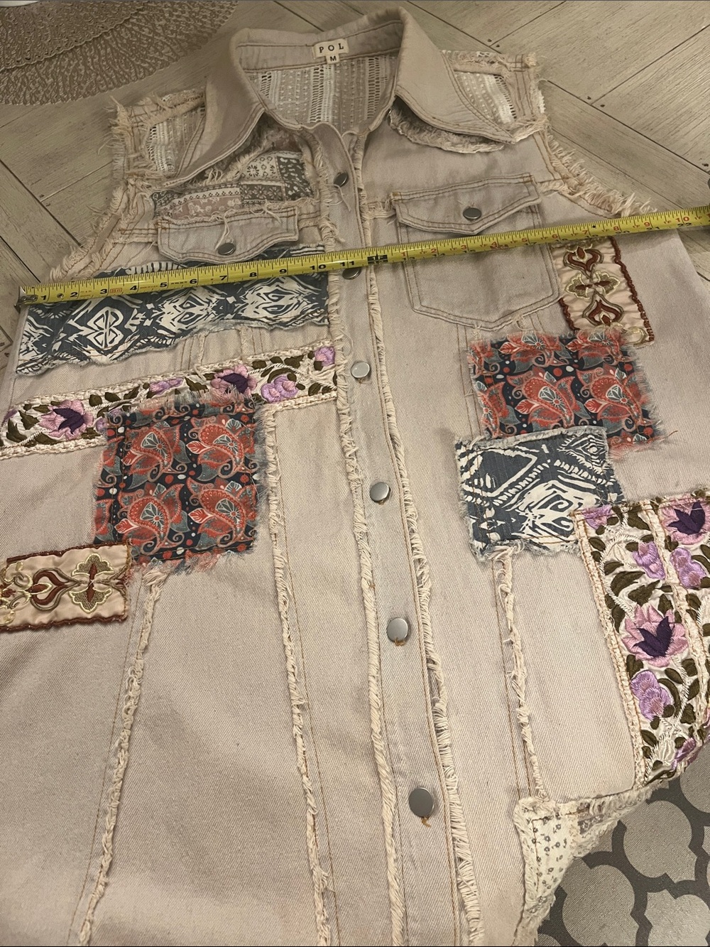 POL Beige Patchwork Midi Shirt Dress - Picture 10 of 11